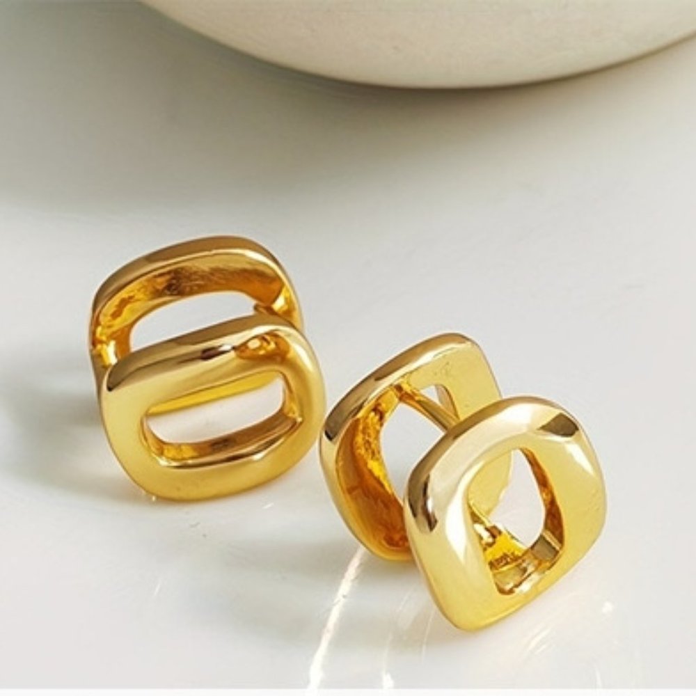gold filled double hooped earrings